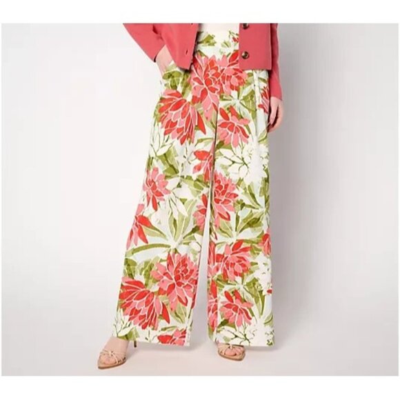 BEAUTIFUL by Lawrence Zarian Pull-On Wide Leg Pant Red Lotus Multi M A638956 - Picture 1 of 1